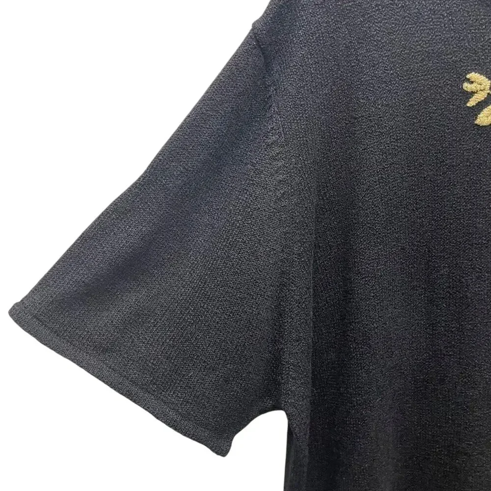 Maggie Barnes Black Knit Sweater With Gold Metallic Embroidery Size 3X NEW